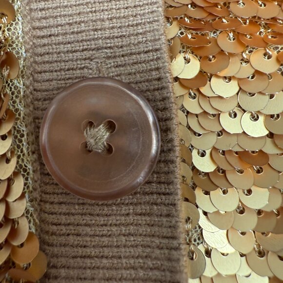 NWT Women's‎ EXPRESS Front Sequin Button Cardigan Camel/Gold | Size M - Picture 8 of 12